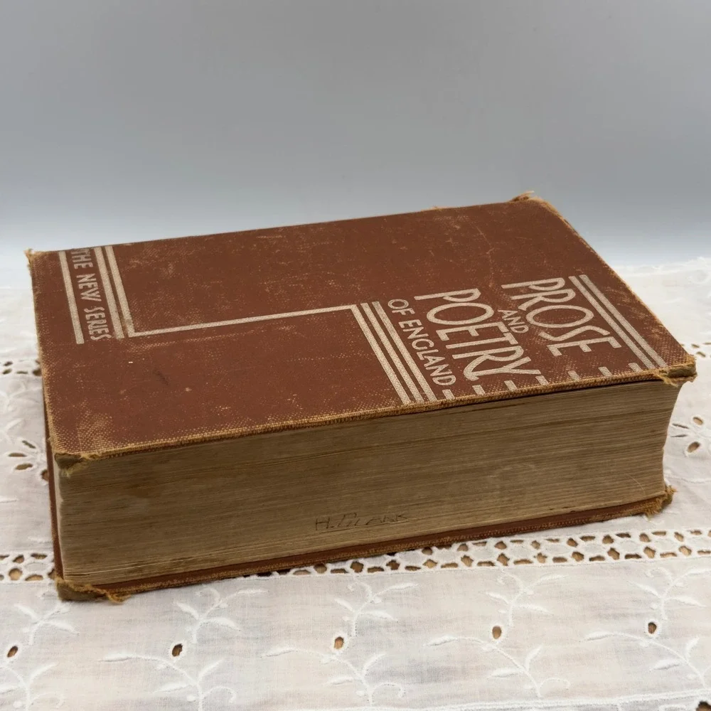 L.W. Singer Prose and Poetry of England Brown Hardcover 1935 Vintage Literature